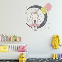 new rabbit princess moon star balloon pvc wall stickers living room bedroom kids room background decoration painting home decor
