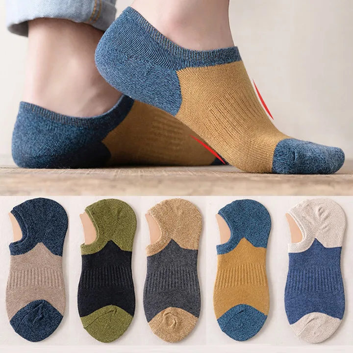 

Goodeal Brand Fashion Happy Man Boat Socks Non-slip Invisible Silicone Cotton Ankle Slippers Spring Summer Breathable Men Sock