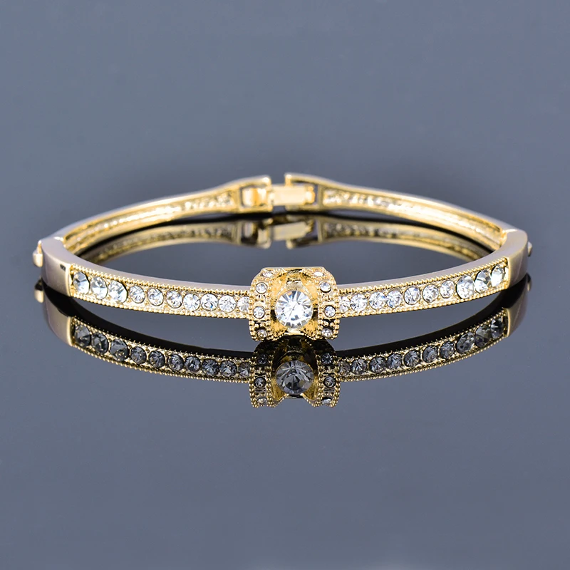 

KIOOZOL round CZ stones women bracelets bangle rose gold silver color cuff 2022 fashion jewelry 474 KO1