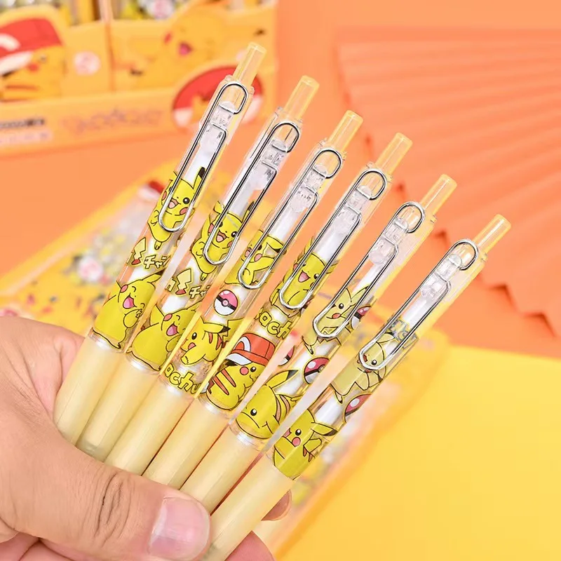

6Pcs/set Cartoon Pokemon Pikachu Spyduck Naruto Ultraman Gel Pen Game Genshin Impact School Office Stationery Decor Student Gift