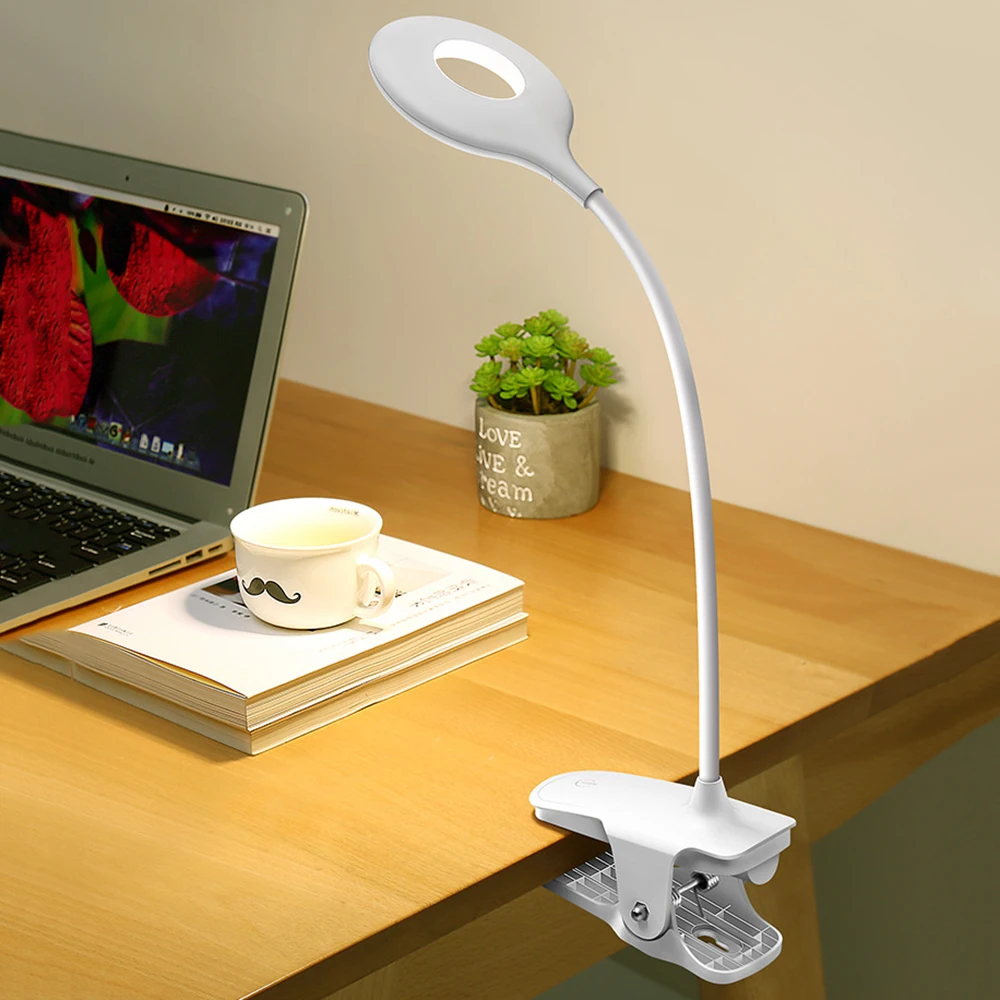 

14 Led Eye Protection Clip Ligh Usb Rechargeable Table Lamp Indoor Desktop Study Night Light 3 Mode Lighting