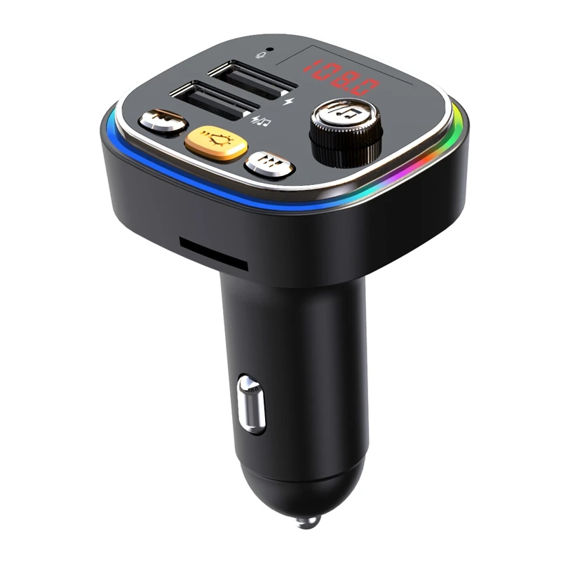 

NEW-FM передатчик Bluetooth Версия 5,0 Автомобильный плеер быстрое зарядное устройство для автомобиля с двумя USB вольтметр AUX IN/OUT DC 12/24V