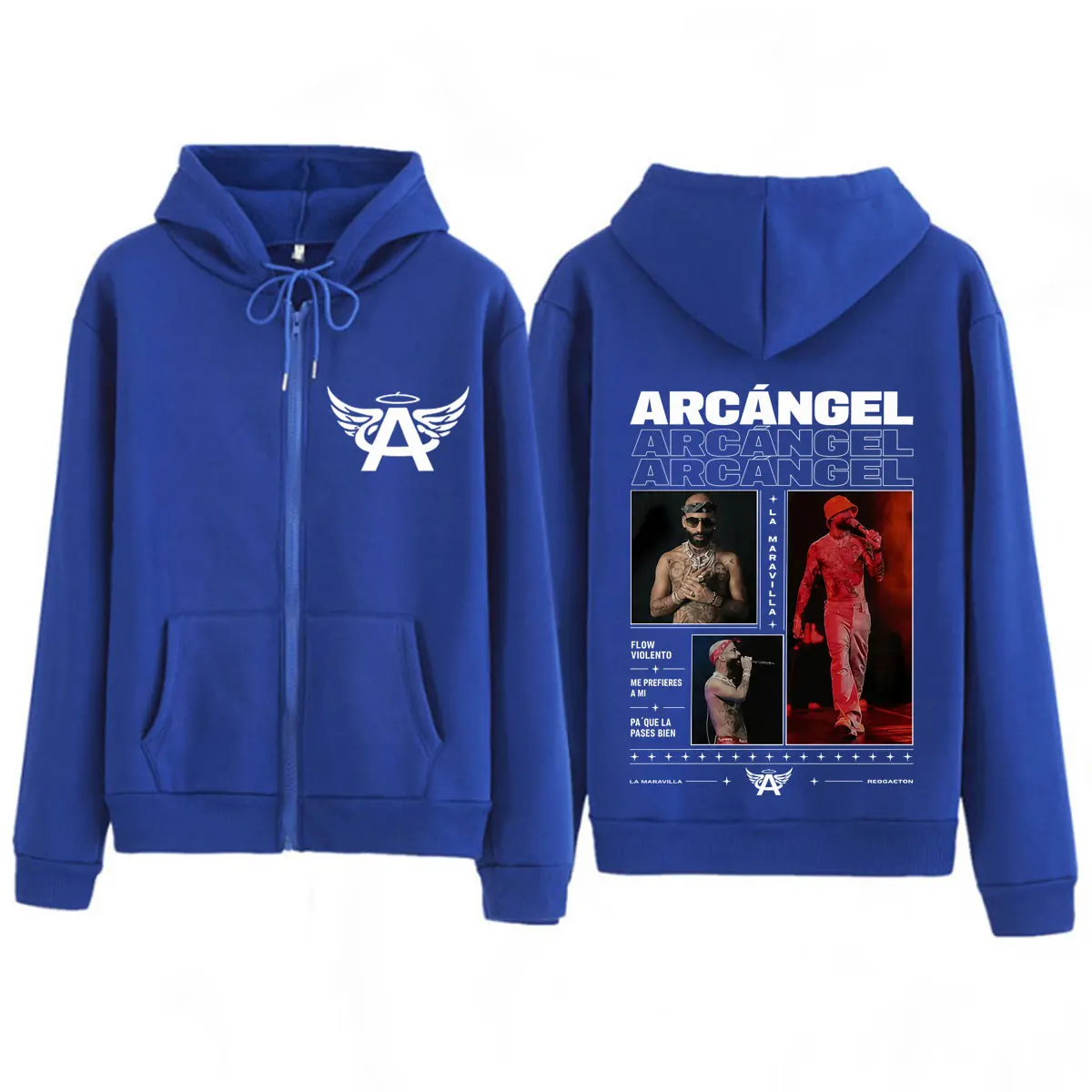 Фото Худи на молнии Arcangel La 8va Maravilla Album 2026 Tour с принтом, унисекс, модные толстовки, свободный крой, повседневная куртка на молнии оверсайз. №5