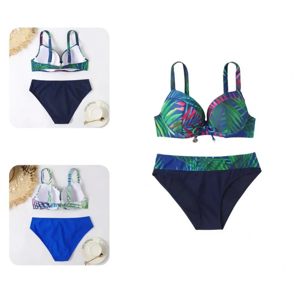 

2Pcs/Set Stylish Swimwear Padded 5 Sizes Women Bikini Adjustable Tightness Swimwear
