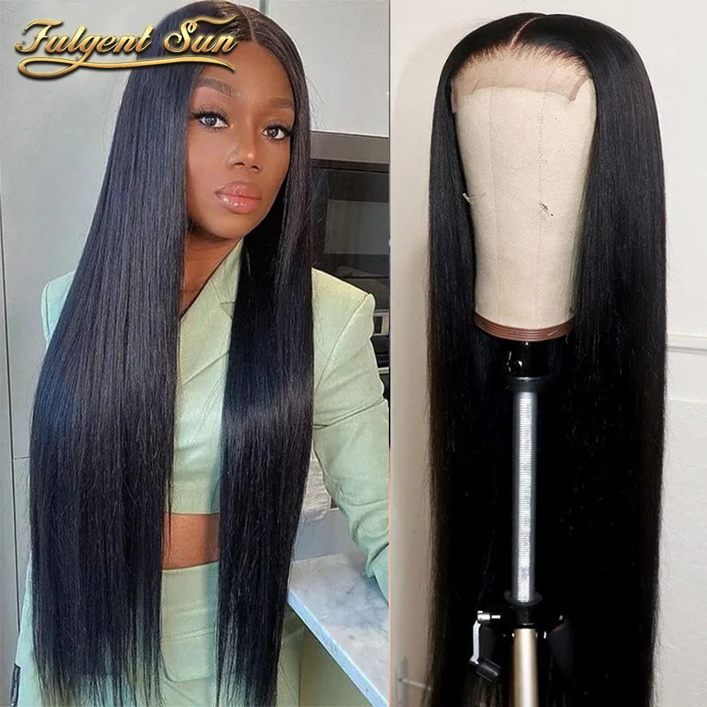 

4x4 Straight Lace Closure Wig Brazilian Human Hair Wig 200Density Pre Pluked Lace Wigs For Female Natural Color