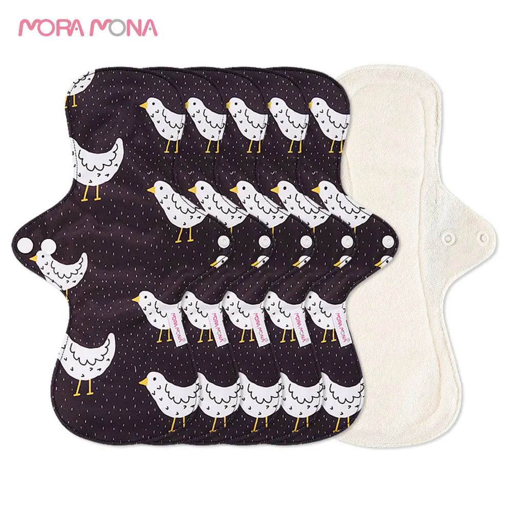 Mora Mona 5 Pcs Reusable Hygiene Napkin Panty Line Washable Sanitary Towel Absorbent And Hot Sale Bamboo Charcoar Fiber Pad