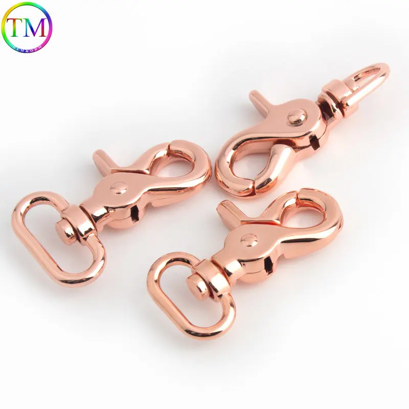 13mm 20mm 25mm 38mm Rose Gold Metal Leather Belt Swivel Trigger Lobster Clasp Clip Snap Hook Buckle For Crochet Bag Hardware