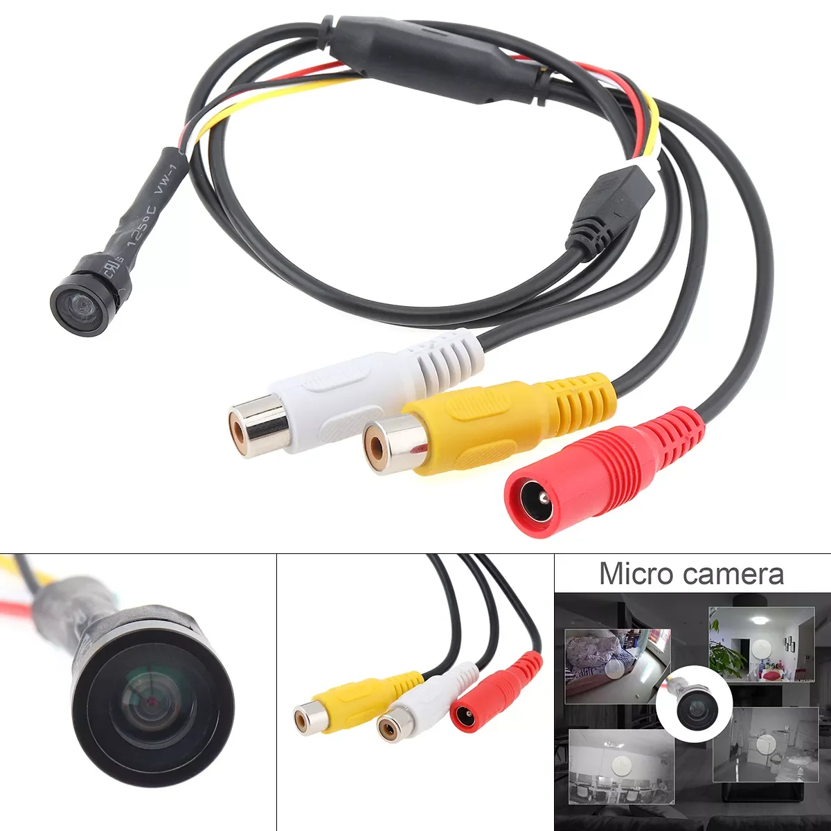 

Micro Camera HD 1200TVL 170 Degree Wide Angle Miniature Camera 1.8MM Lens Color Mini CCTV Camera for Monitoring / Recording