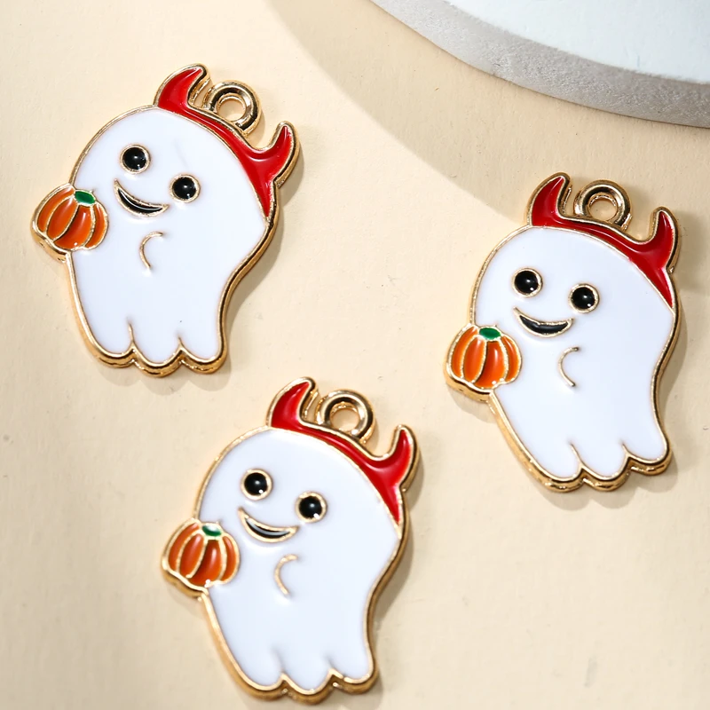 

10 шт./Лот, эмалевые Подвески в виде призраков на Хэллоуин