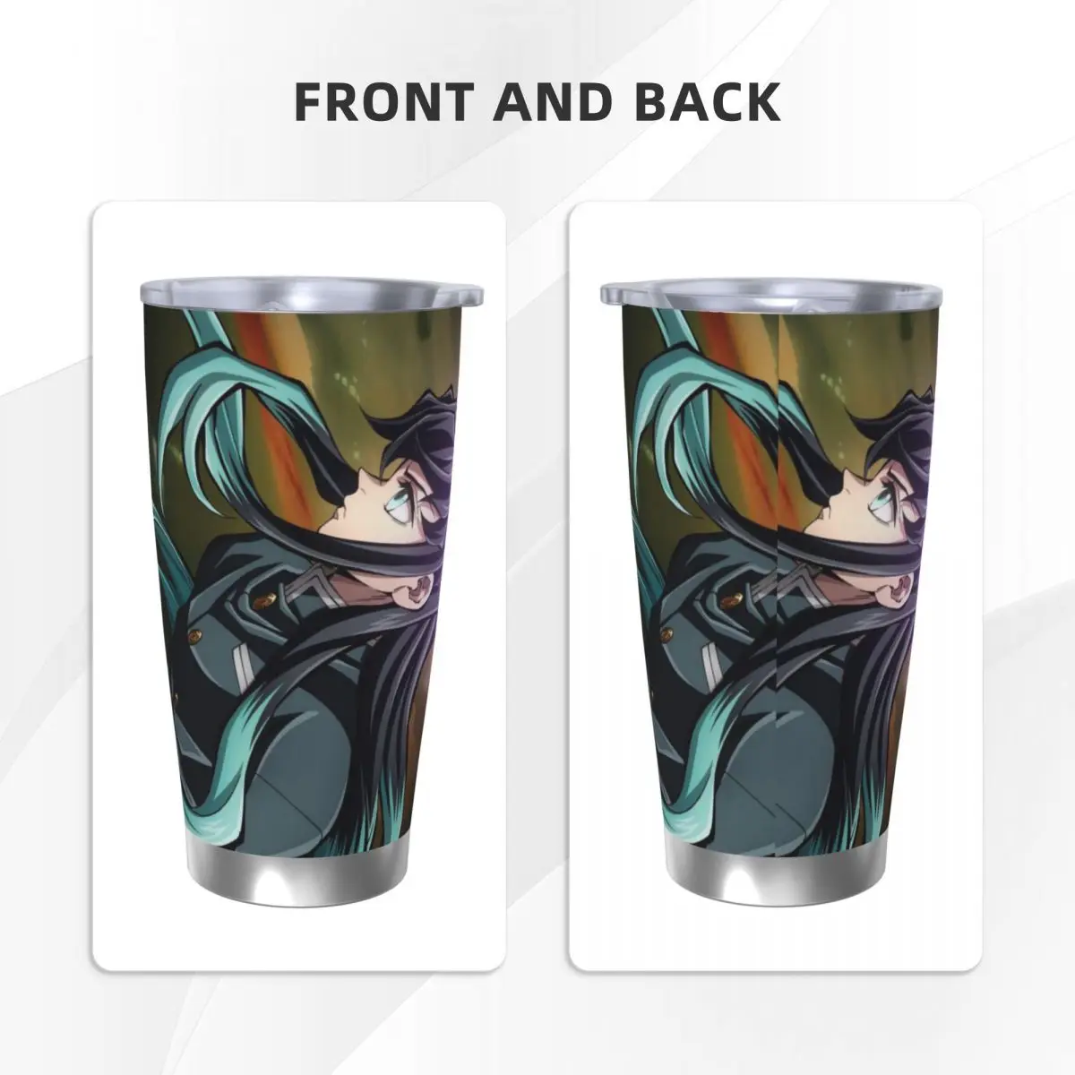 Muichiro Tokito Demon Slayer 20oz Stainless Steel Car Mug Straw Thermal Iced Travel Cup Vacuum Insulated Coffee Hot