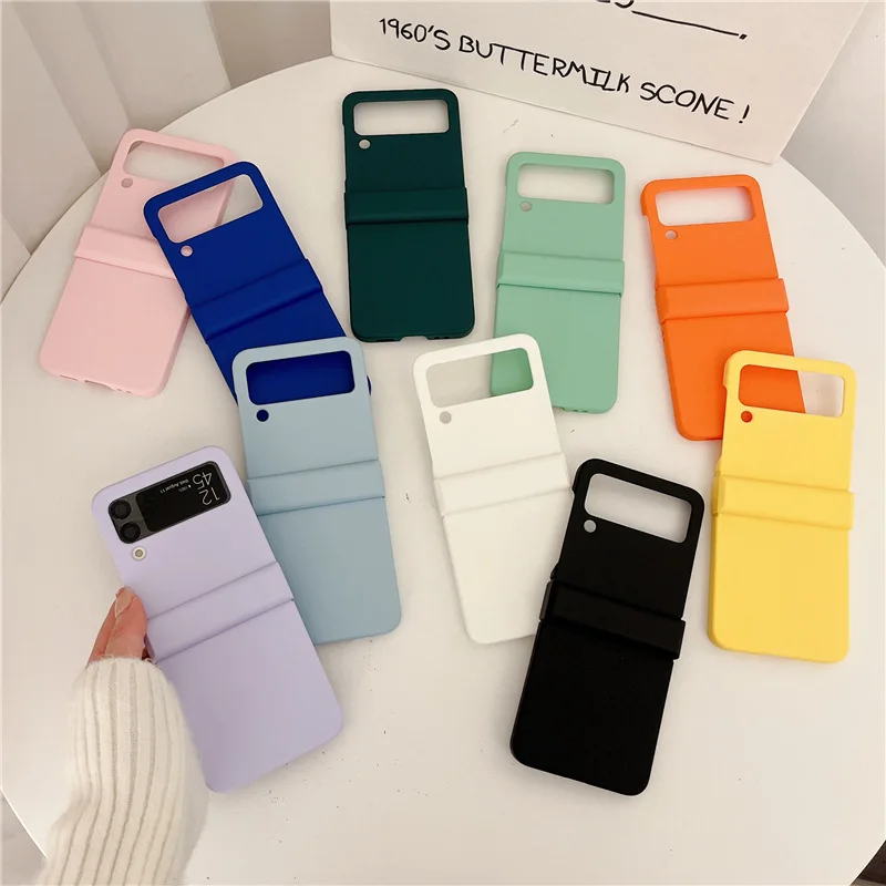 

Macaron Silicone Case for Samsung Galaxy Z Flip4 Flip3 Phone Case Three-in-One All-Inclusive Hard Case Z Flip4 Protective Cover
