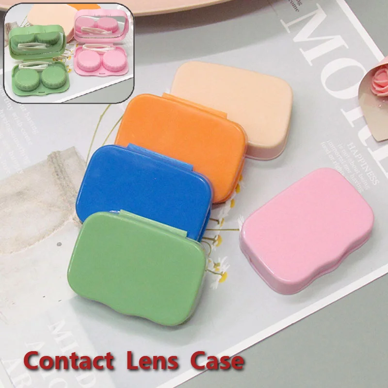 

New Mini Square Contact Lens Case With Mirror Women Candy Color Contact Lenses Box Eyes Contact Lens Container Lovely Travel Kit