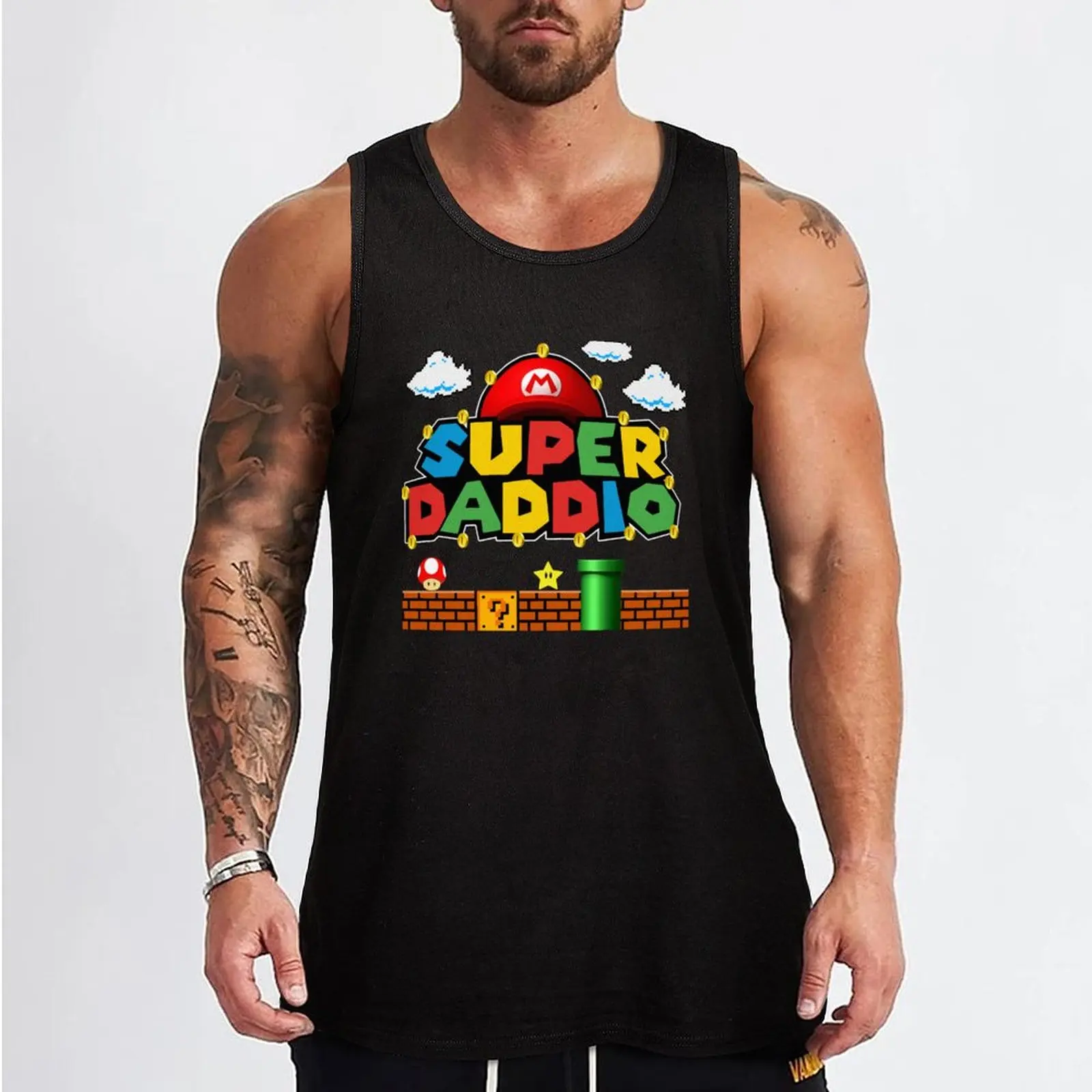 Фото Новая майка Super Daddio Fathers Day, мужской топ с аниме №2