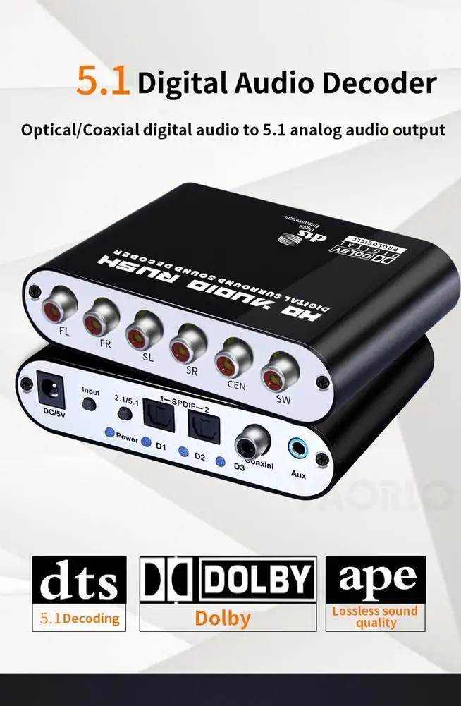 

Audio Decoder Digital 5.1-channel Dolby Dts/ac-3 Strong Mobility Wide Application Sound Audio Adapter Amplifier Converter