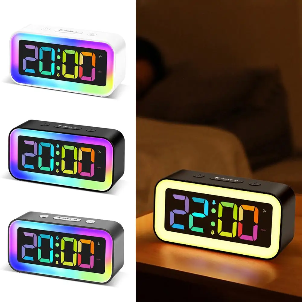 Colorful Ambient Night Light Snooze Function Usb Rechargeabl