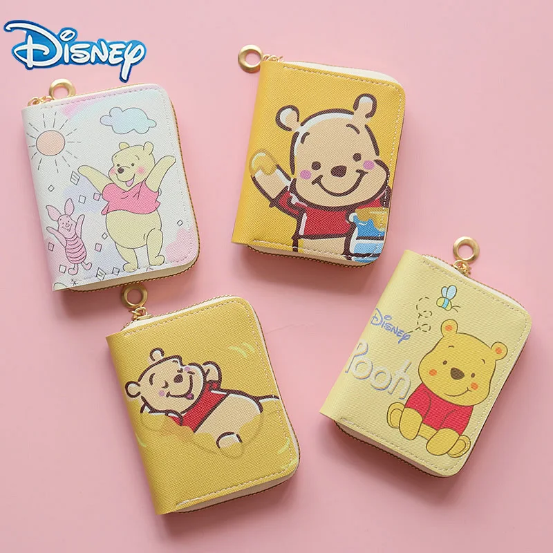 

Disney Cartoon Coin Purse Winnie The Pooh Zipper PU Women's Wallet Cute Boy Change Storage Bag Girl Clutch Bag Kids Gifts Manga