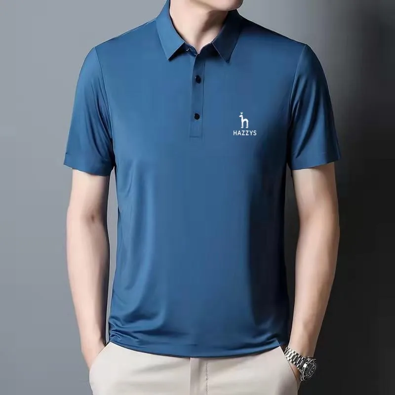 Golf Apparel Men's 2023 New Solid Polo Shirt Summer Slim Fit Business Short Sleeve T-shirt Casual Ice Silk Polo Shirt Top