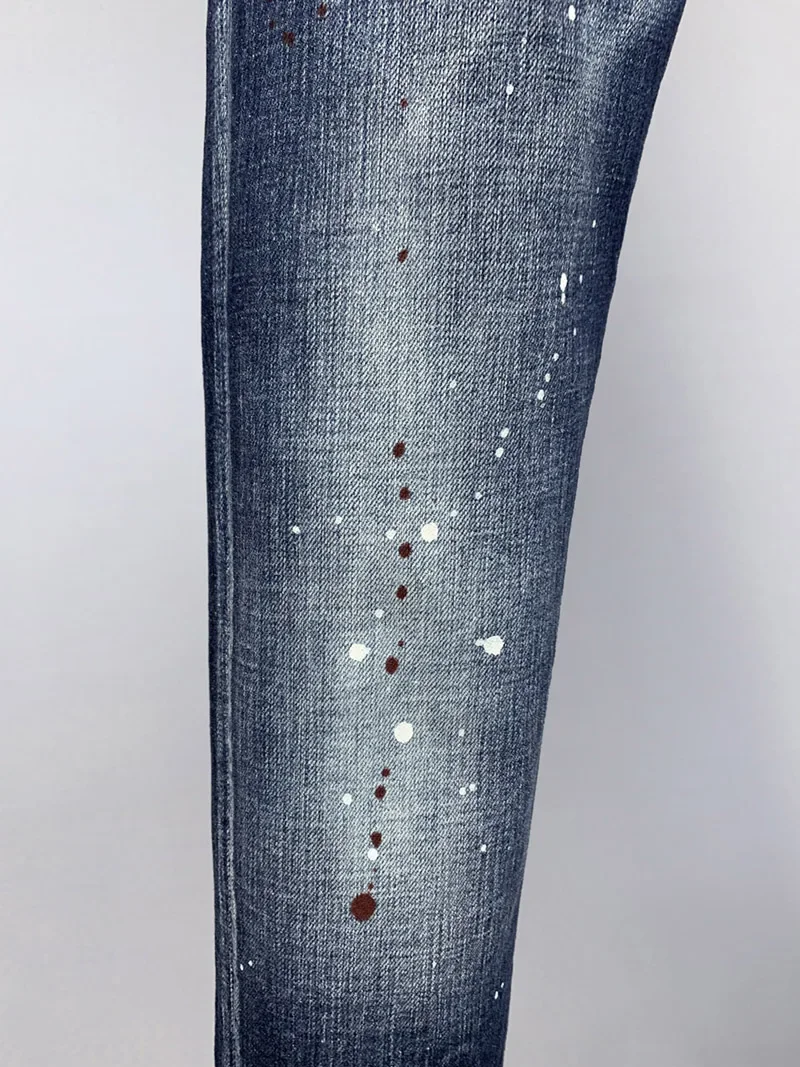 Новая мода BRAND D2 Мужские джинсы Джинсовые брюки с дырками Тонкие брюки-карандаш