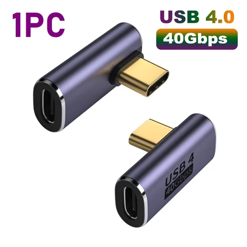 USB C адаптеры, U-образный адаптер с прямым углом, Тип C Женский к Type C Мужской 40 Гбит/с, адаптер для быстрой передачи данных, конвертер, адаптеры для зарядки