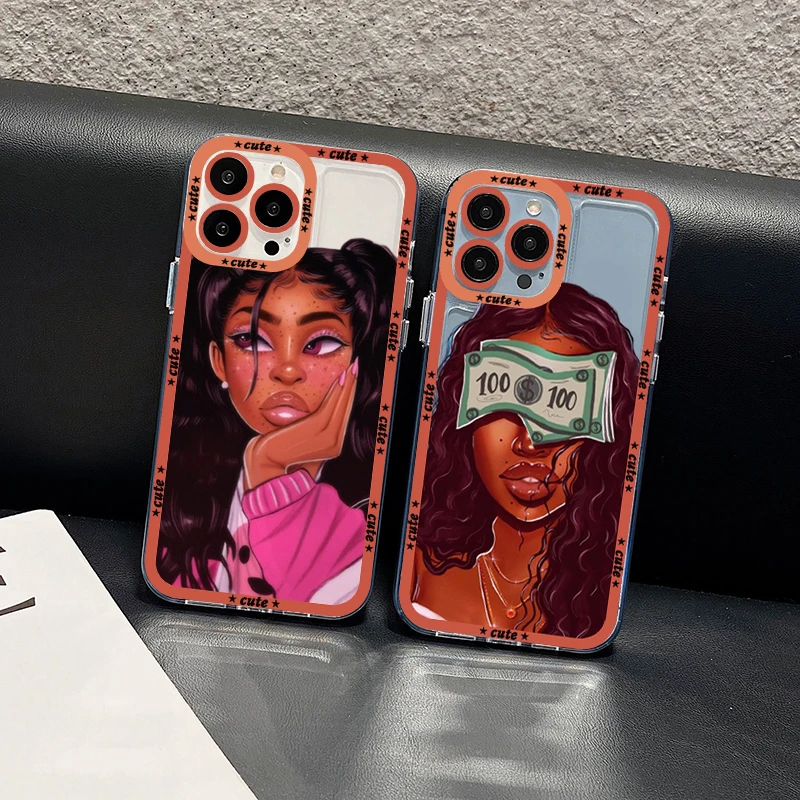 

Black Girl Phone Case for iPhone 11 12 13 Mini Pro Max 14 Pro Max Case shell