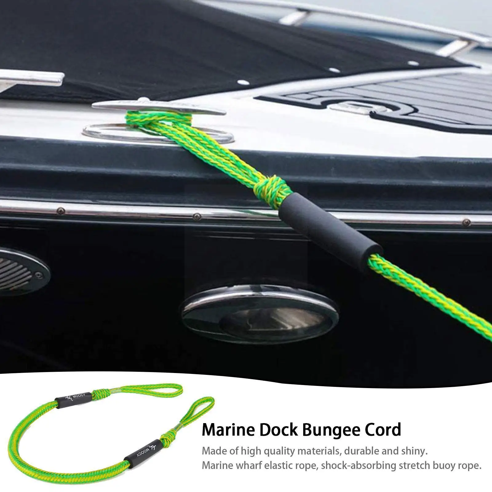 

Green Elastic Marine Mooring Rope Boat Bungee Dock Cord Dockline Bungee Boats Accessories Kayak Line Water Rope K2D9