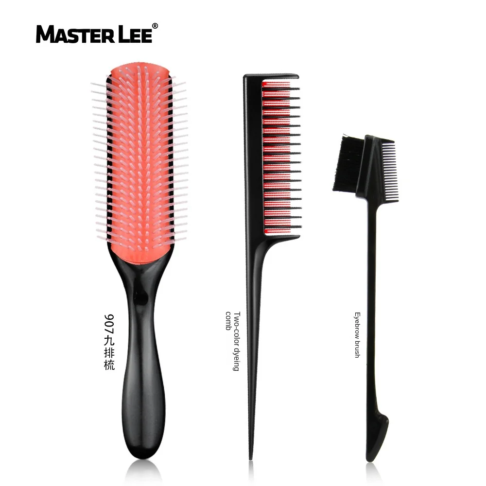 

3 Pcs Spare Rib Comb Hair Comb Two color Tipping Comb Multifunctional Eyebrow Brush