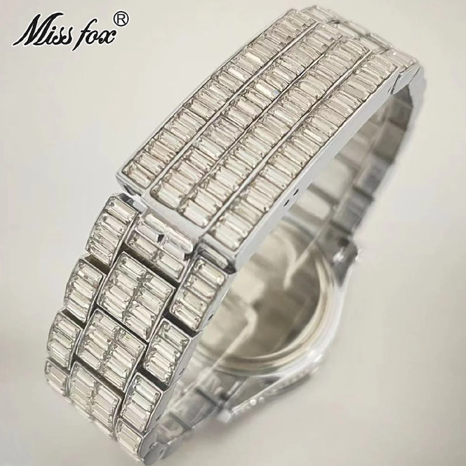Hot Luxury Iced Watch For Men Fashion Brand Waterproof Quartz Clocks Rainbow Rectangle Moissanite Wristwatch Gift Free Shipping enlarge
