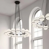 simple modern round chandelier for living room bedroom nordic villa loft stairwell art ring white glass ball headlight