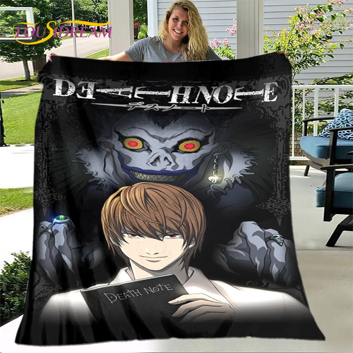 

Anime Death Note Horror Cartoon Blanket,Flannel Blanket Throw Blanket,Soft Warm Blanket for Living Room Bedroom Beds Sofa Gift