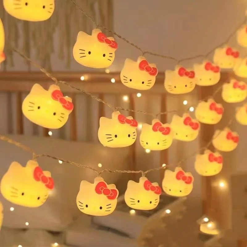 Kawaii Sanrio Hello Kitty огни струна батарея для спальни атмосферное освещение украшение