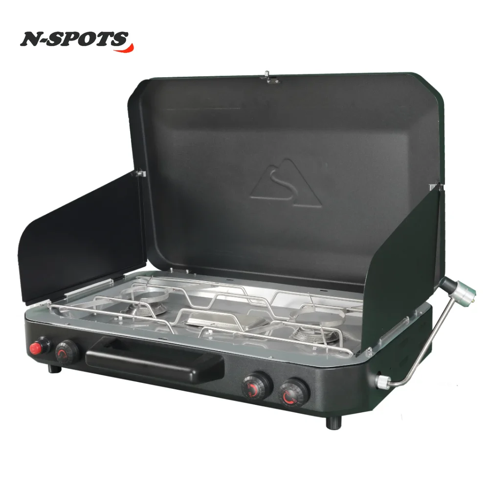 Ozark Trail 3 Burner Propane Camping Stove,Black,Backpacking Hiking, Fashion，New!