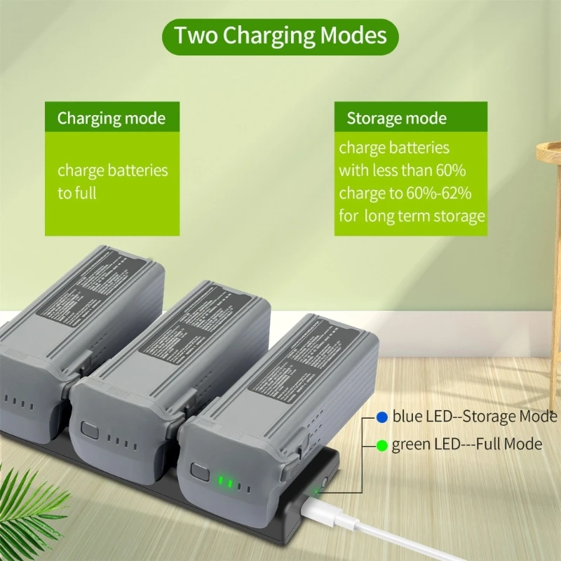 

Portable Battery Charging Hub for Air 3 Flight with 3Slot Type C Port Fast Battery 5V-20V5A Input