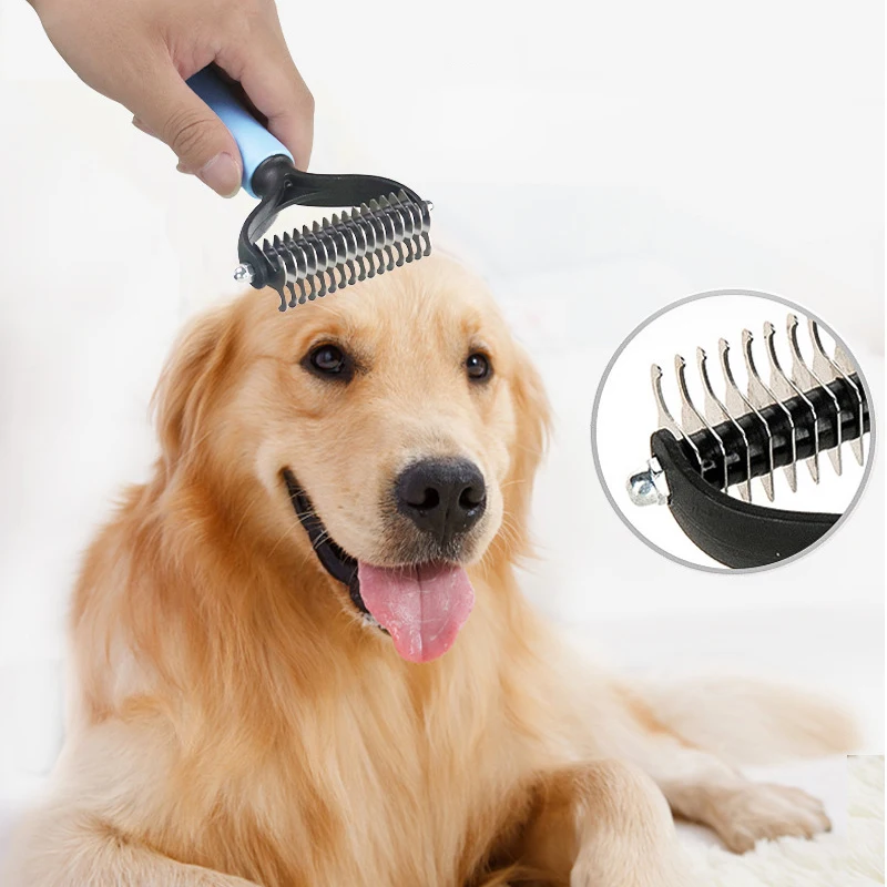 

Dog Brush Double-sided Pet Hair Remover Comb For Dog Cat Comb Grooming And Care Brush For matted Long Hair Curly Dog Supplies