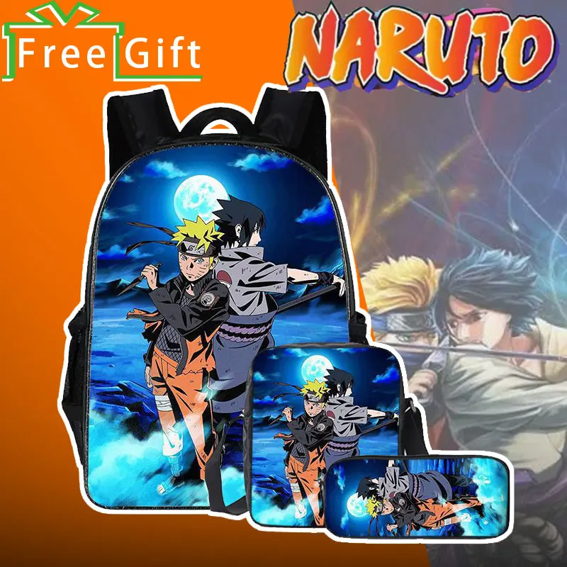 

Школьный ранец Bandai Naruto для мальчиков и девочек, портфель для учеников начальной и средней школы с мультипликационным рисунком