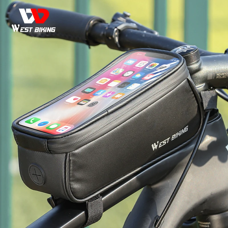 

WEST BIKING Waterproof Bicycle Front Frame Bag Touch Screen 7 Inch Phone Holder Cycling Top Tube Bag Road Bike MTB Accessories
