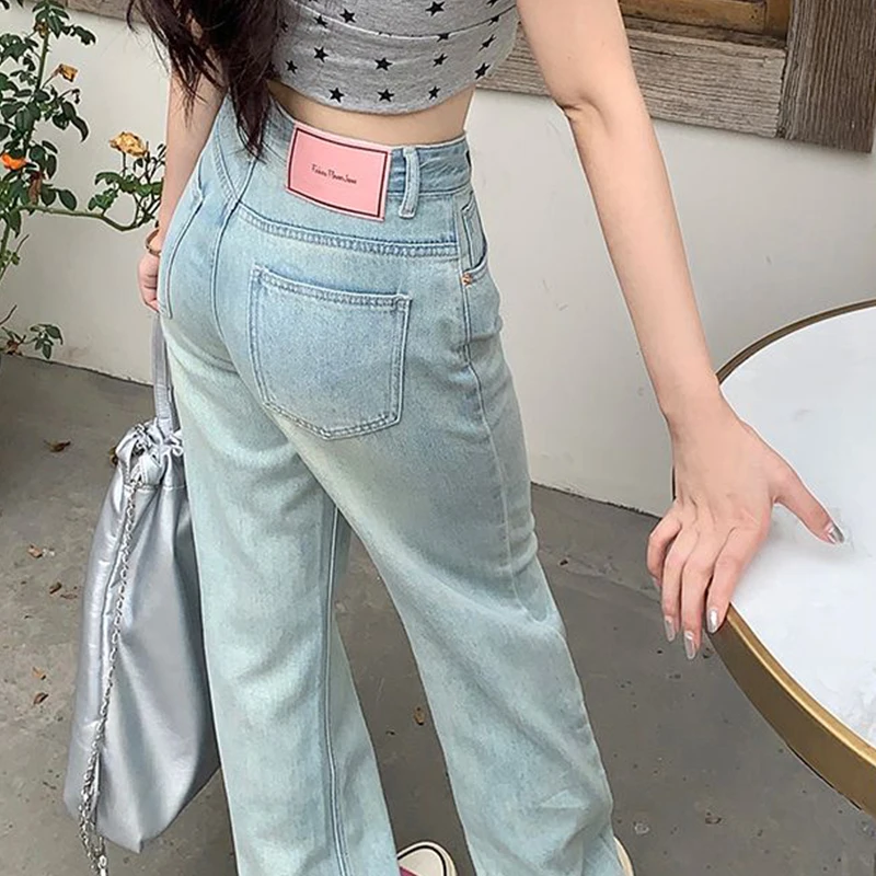 Женские модные повседневные Прямые джинсы с завышенной талией свободные широкие
