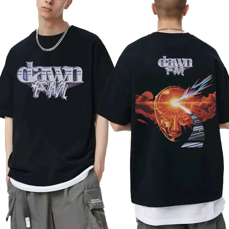 

Dawn FM Double Sided Print Tshirt The Weeknd Graphic T-shirts Short Sleeve Men Women Hip Hop Casual Tees Man Oversized T Shirt