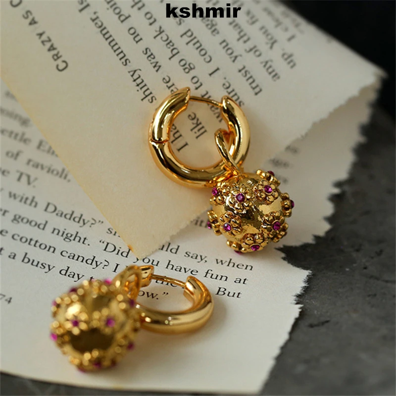 

kshmir 2023 Novel design simple punk stacked earrings retro floral hydrangea pendant earrings Jewelry gifts