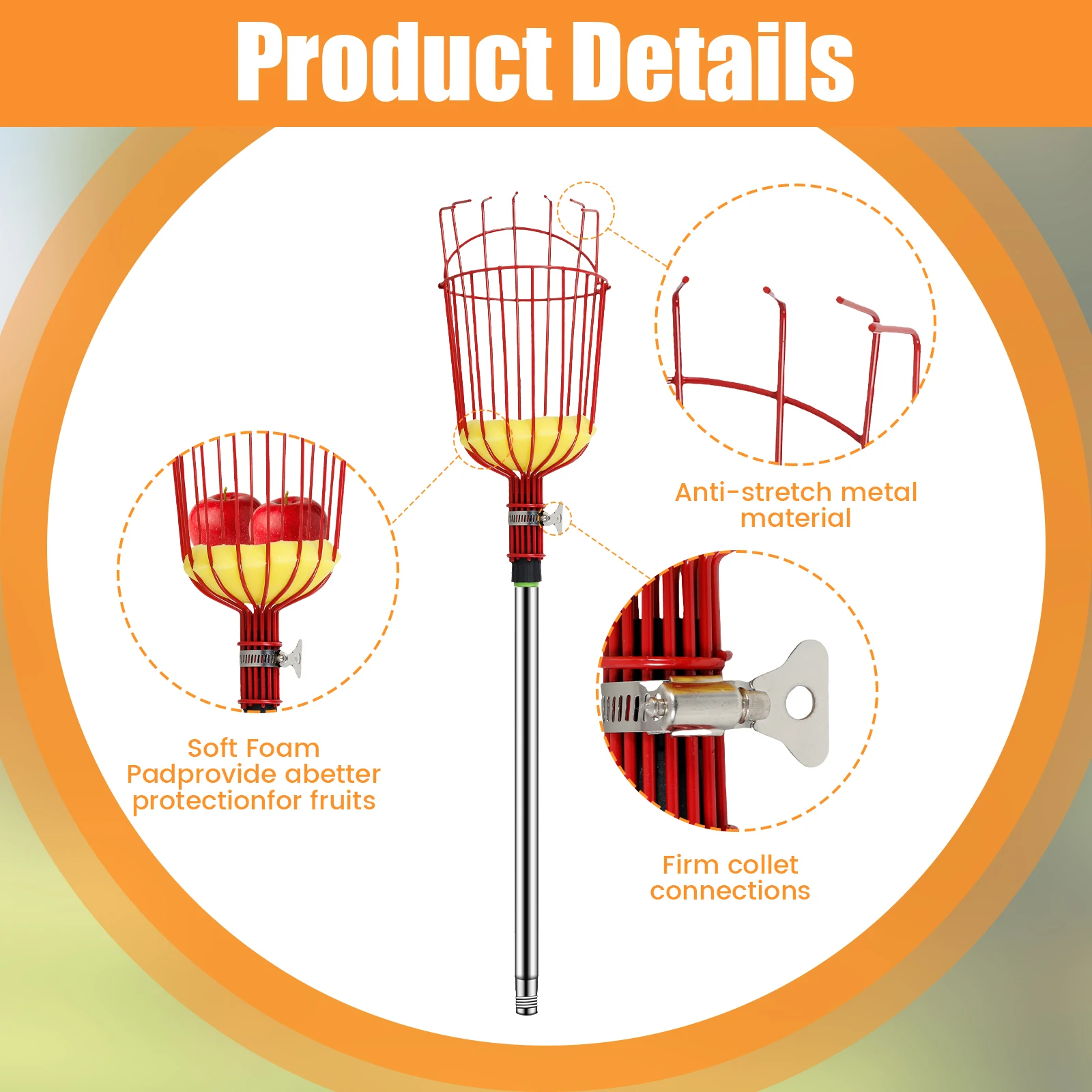 Глубокая Корзина Ловец фруктов устройство для сбора на ферме удобная головка
