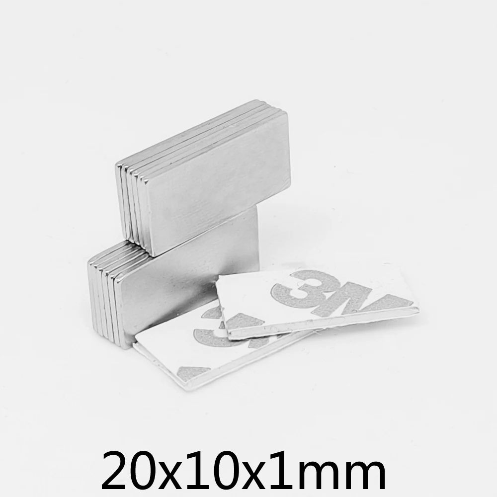 

10/20/50/100/150/200/300PCS 20x10x1 Rectangular Strong Rare Earth Neodymium Magnet With 3M Tape 20*10*1 Block Magnets 20x10x1mm