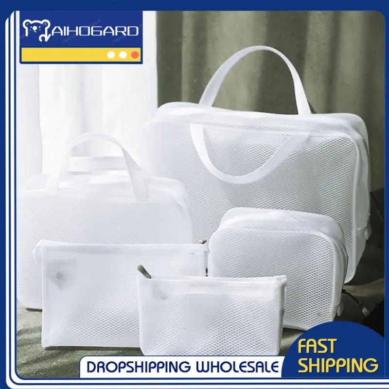

Net Red White Transparent EVA Mesh Cosmetic Bag Large Capacity Travel Simple Storage Portable Beach Bag Toiletry Bag