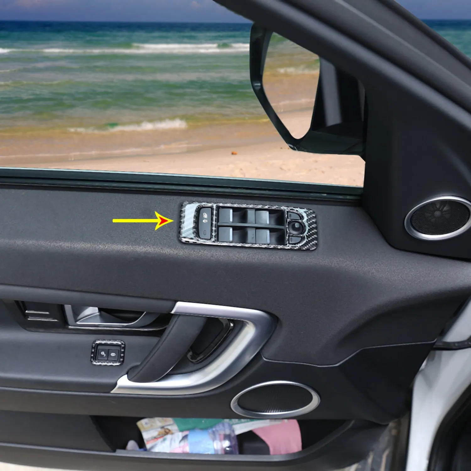 Для Land Rover Discovery Sport 2015-2019 углеродное волокно ABS дверь окно подъемник панель Крышка