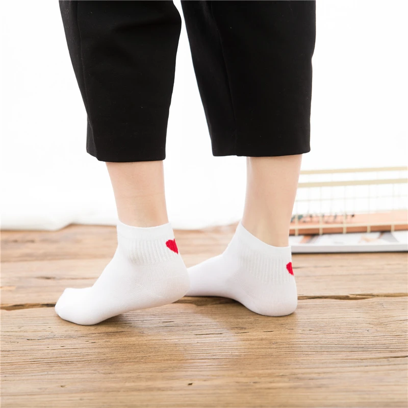 

New Red Heart Love Socks Cute College Style Simple Basic Fresh Female Sock Warm Soft Cotton Spring Summer Autumn Winter Sox