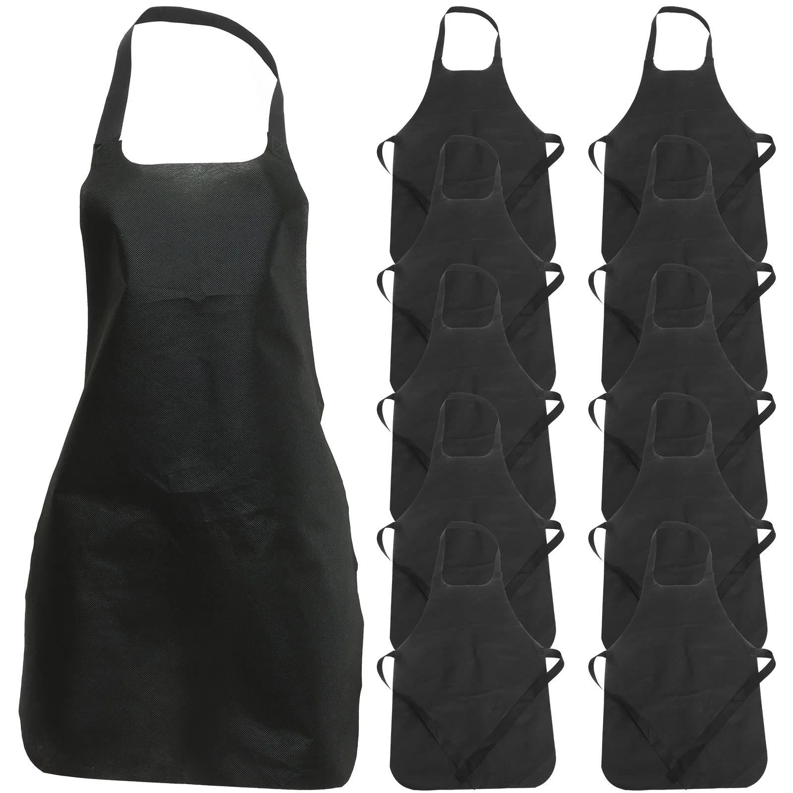 

11pcs Unisex Disposable Aprons Thickened Oil Proof Antifouling Non-woven Fabric Apron for Cooking Painting Activities (White)
