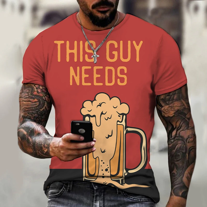 

3D Print Vintage Unisex Europe O-Neck Beer Festival Printed Punk Style T-Shirt Men Casual Fashion Harajuku Short Sleeve Tops