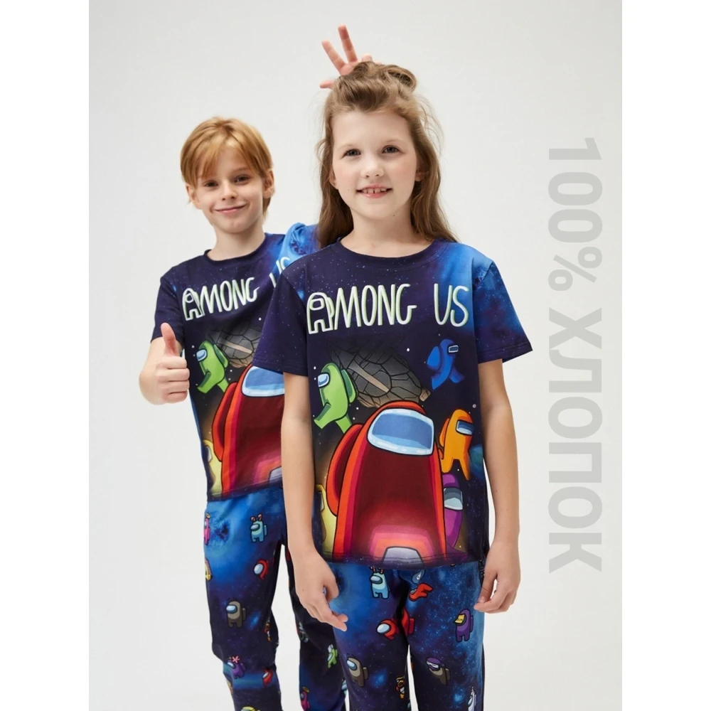 Пижамный комплект для мальчика и девочки FortyFour KPJ002c синий 100% хлопок