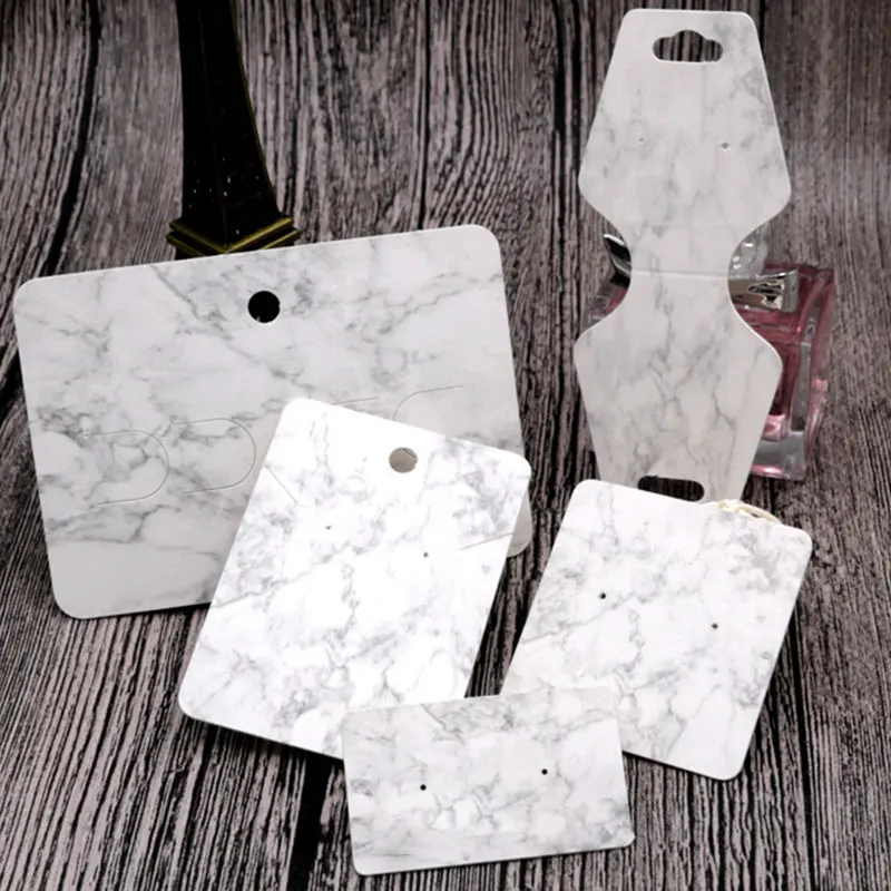 

50pcs/lot Marble Earring Necklace Display Paper Cards for DIY Jewelry Handmade Packing Hanging Card Retail Price Tags Lables
