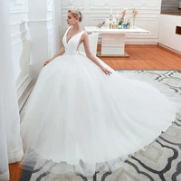 boho wedding dresses v neck ball gown tiered tulle bridal dresses beach simple bridal dress bestidos de novia 2022