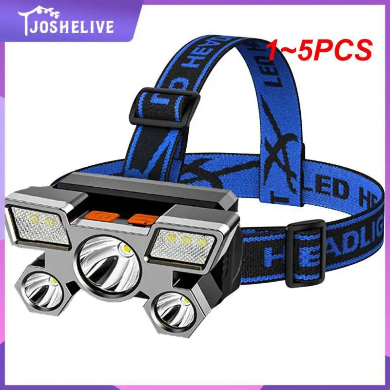 

1~5PCS Induction USB Rechargeable 5LED Headlamp Flashlight Waterproof 4 Modes 350LM Outdoor Headlight Light with Built-in