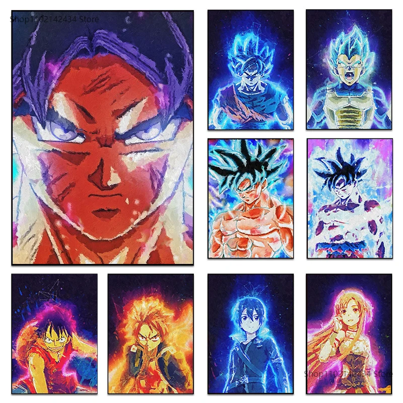 

Japanese Anime Dragon Ball Wall Art Nordic Posters and Prints Canvas Paintings Watercolor Pictures for Decoration Children Gifts